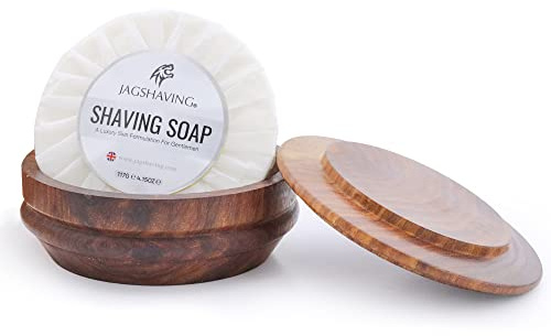 Jag Shaving Savon à raser - Bol à raser en bois de qualité supérieure - Savon à raser de qualité supérieure - Accessoire de rasage parfait pour un rasage en douceur - Bol à mousse à raser avec