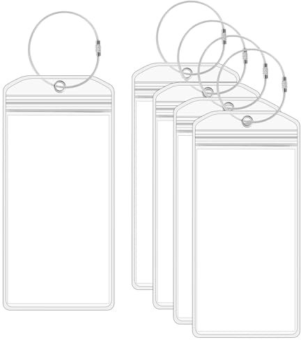 5 Stück Kreuzfahrt Gepäckanhänger, 8.8 * 18.2cm Transparente Kofferanhänger Kofferschilder Anhänger Gepack Schild mit 5 Verschraubbaren Metallband Wasserfest für Koffer Gepack Tasche