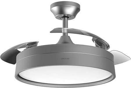 Cecotec Deckenventilator mit Licht und einziehbaren Flügeln EnergySilence Aero 4200 Invisible Steel. 30W, DC-Motor, Durchmesser 42, Timer, 6 Geschwindigkeiten, Fernbedienung und Winter-Sommer-Modus