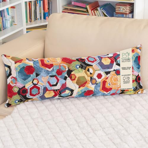 Selfitex Twin-Doppel-Sofakissen extra lang mit Füllung und Bezug, farbenfrohes Couchkissen, Qualität Mediterraner Gobelin-Polster-Webstoff inkl. Kissenfüllung, Dekokissen Größe 35x90 Design: Ibiza