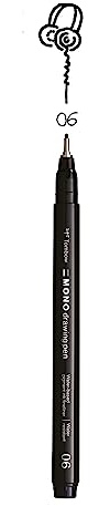 Tombow Fineliner MONO drawing pen, Strichstärke 06 (ca. 0.55 mm), Pigmenttinte, Wasser- und Lichtresistent, für Skizzen, zum Illustrieren und Zeichnen, Schwarz, WS-EFL-H-06