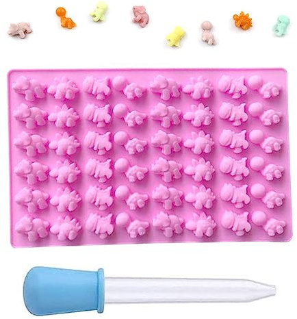 1 Pcs Silicone Chocolate Molds with 1 Droppers Silicone Gummy Candy Molds Reusable Candy Baking Mold Dinosaur Shape Candy Moulds for Sweets Fondant Cake Decor