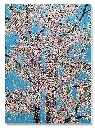 LVTFCO Damien Hirst Kirschbaum-Poster, rosa rote Punkte, Leinwand-Wandkunst, Damien Hirst-Drucke, Damien Hirst-Gemälde für Heimdekoration, Bild 40 x 60 cm, ohne Rahmen