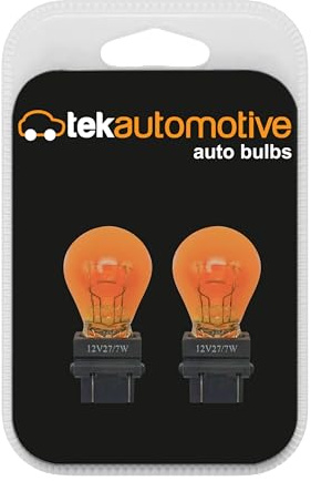 Tek Automotive 183 Amber PY27/7W Indicator Bulbs – 12V 27/7W 3157A W2.5x16Q Orange Car Signal Lights, Direct Fit Replacement – Twin Pack