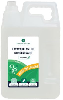 PLANETA HUERTO | Lavavajillas Manual Té Verde ECO 5l 700 Lavados - Lavavajillas Limpieza Profunda y Perfume Hipoalergénico