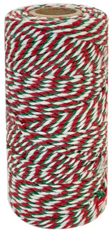 YAZHED Garden Twine,Coloured String Twine, 100M String Twine, 2MM Gift Wrapping String,tring for DIY Crafts, Gift Wrapping Christmas, Floristry and Gardening Decoration-Red Green