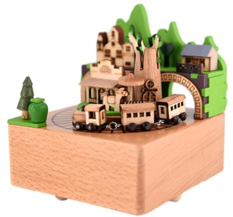 Ronyme Zug-Spieluhr, Spielzeug, Desktop-Ornament, dekorativ, Tischdekoration, Heimdekoration, Zubehör für Kaminparty,