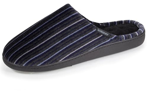 Isotoner Zapatillas zapatillas mulas para hombre ultra cómodas, suela con memoria de forma y apoya el arco del pie, EU,, rayas, 42 EU