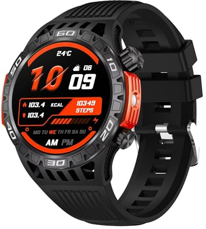 Smartwatch Herren Militär Uhr mit Kompass Sportuhr Laufuhr Outdoor Tactical Watch Military Fitnessuhr mit Telefonfunktion Gesundheitsuhr Blutdruckmessung Schrittzähler Uhr Pulsuhr Smart Watch