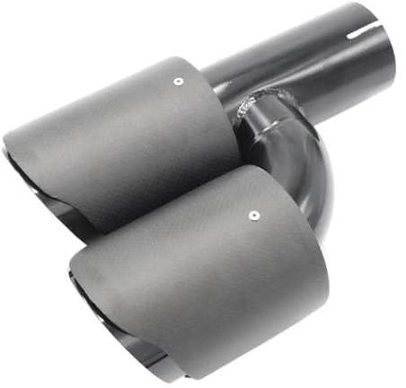 Auspuffrohr H-Stil, Glänzendes Schwarzes Modell, Dual-Carbonfaser-Edelstahl-Universal-Auto-Auspuffrohr, Doppelrohr Für Die Linke Seite Auspuffblende (Farbe : 57-101mm A)