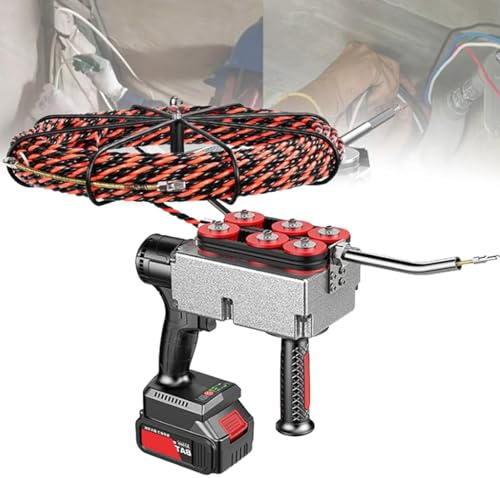 Oiyekntd Estrattore per Cavi elettrici, Macchina per tesare Cavi Automatica, Dispositivo per infilare Tubi nascosti per Cavi elettrici Senza Fili da 40 m/min con Batteria al Litio,25000mAh-15mline