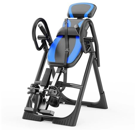 Professionelle Inversionsbank Gravity mit Kopfstütze Inversionsmaschine Robust 4 Ecken Inversion Total, Blau/Schwarz
