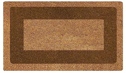 Acomoda Textil - Felpudo de Coco Natural Ecológico con Cenefa, Resistente y Antideslizante. Felpudo Ideal para Exterior e Interior de Casas y Comercios. (40x70 cm, Marrón)