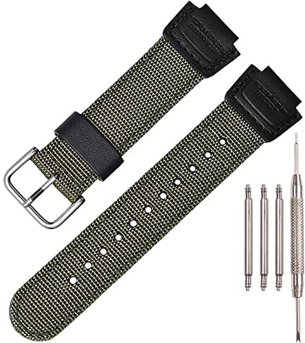 Nylon Leather Watch Strap Compatible with Casio 16mm Series DW5900 5600 6900 MCW100 AWGM100 GA100 110 GLS-100 Men's Watch Replacement Band