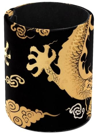 Eslifey Stifthalter, runder Stifthalter für den Schreibtisch, goldenes chinesisches Drachenmuster, Stiftebecher, Make-up-Pinselhalter, Ständer, Display, Schreibtisch, Schreibwaren, Organizer für