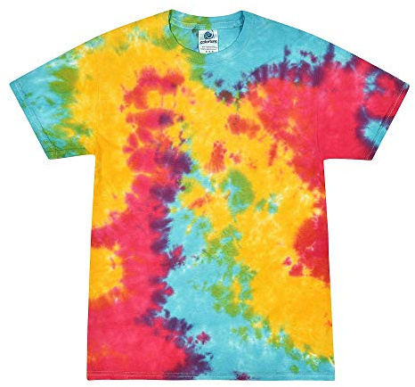 TICTEX Unisex batik t-shirt av Colortone – färgglada skjortor för kvinnor och män – tie-dye – hippie-kläder – neonskjorta bomull S M L XL XXL 3XL 4XL 5XL, Multi Rainbow, XL