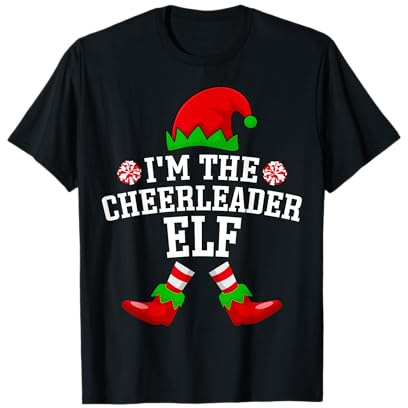 The Cheerleader Elf Xmas Holiday Cheerleading Christmas T-Shirt