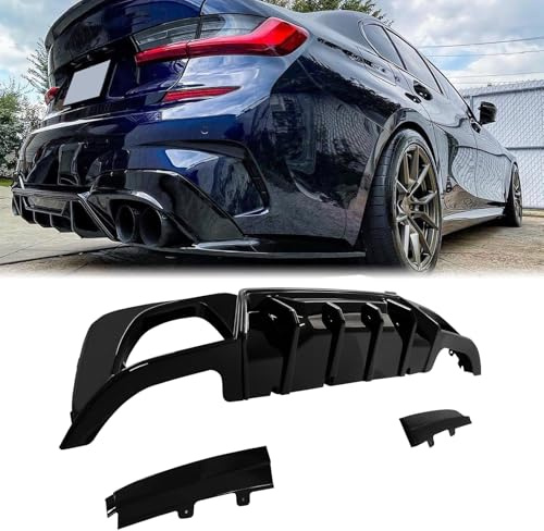 CHIESMA Rear Diffuser for BMW 3 Series G20 M Sport 330i 340i 320i 330e M340i 2019-2022 Gloss Black ABS Rear Bumper Lip Spoiler Lower Bumper