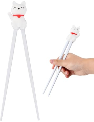 Volumoon Cute Lucky Cat Chopstick, Chopsticks for Beginners, Reusable Non-Slip, Kids Training Chopsticks, Heat Resistant Cute for Ramen, Asian Dishes(A)