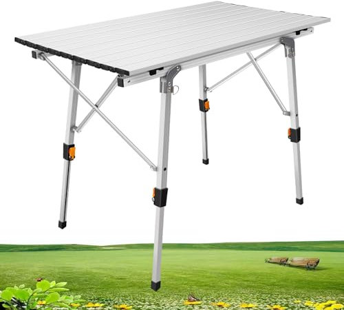 Generico Tavolo Pieghevole Tavolo Pieghevole Portatile Resistente da 3 Piedi con Altezza Regolabile Tavolo da Lavoro per Esterni con Borsa per Il Trasporto e Rete portaoggetti Ideale per Giardino, cu