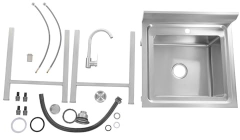 Handwaschbecken Gastro Waschbecken Edelstahl Edelstahlspüle Seitige Aufkantung,Einbeckenspüle aus Edelstahl 93 x 60 x 60 cm Spüle