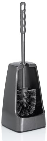 kela Brosse à WC avec réservoir Semi-Ouvert, 38 cm, Brosse pour Toilettes, Ensemble Brosse WC Levin, Gris foncé