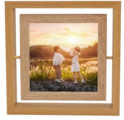 Stfery Bilderrahmen Quadratisch 20x20cm Braun Fotorahmen Holz Doppelseitig Zum Aufstellen Dekofür Kinderbilder