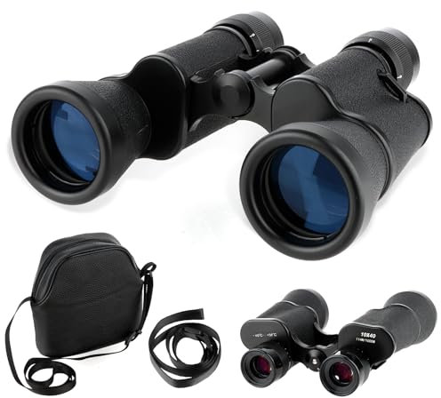 FOCUHUNTER Russisches Fernglas, 10 x 40, leistungsstarkes Fernglas mit grünem FMC- und BAK4-Prisma, 12 mm Augenabstand, wasserdicht, kompaktes Teleskop inklusive Umhängeband, Tasche, Objektivabdeckung