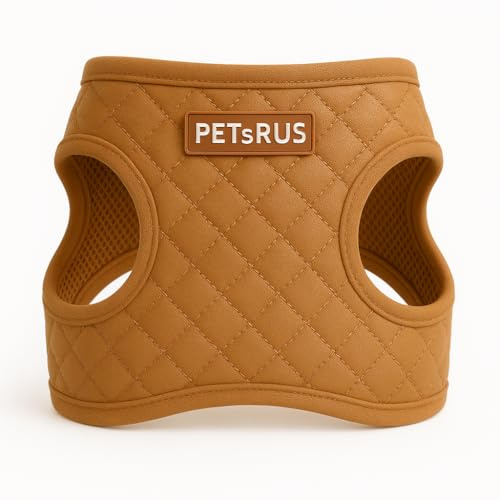 Step-in-Hundegeschirr, klassisches Steppdesign, veganes Leder, reflektierend, leicht, atmungsaktiv, Netzgewebe, weich, Weiß, Taupe-Braun, langlebig, stilvolles Haustierzubehör, Hellbraun, Größe M