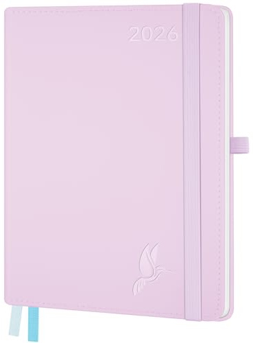 FEKSINO Kalender 2026 Wochenplaner 1 Woche 2 Seiten,12-Monate Buchkalender (Jan.2026-Dez.2026) Terminplaner A4-28,6 x 21 cm,100GSM Papier Planer mit Softcover - Rosa