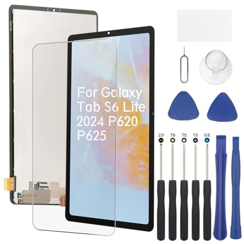 RongZy Screen Replacement for Samsung Galaxy Tab S6 Lite 2024 LCD Touch Screen Internal Digitizer for Samsung Tablet Tab S6 Lite 2024 P620 P625 Display Replacement Assembly with Tools Kit（Black