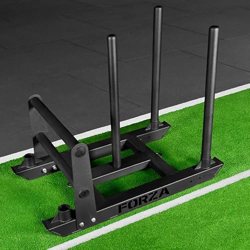 FORZA Competition Weight Sled | Heavy Duty Steel Sled for Gym & HYROX Training - Removable Uprights & Optional Double Handle Attachment (With Double Handle Attachment)