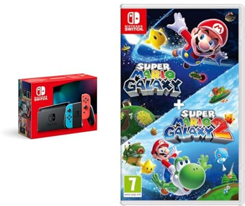 Nintendo Switch (Neon Red/Neon blue) & Super Mario Galaxy + Super Mario Galaxy 2