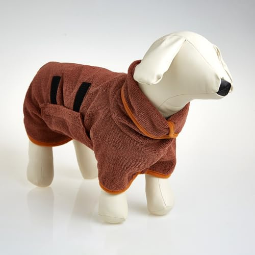 Xiyocadt Bademantel für kleine Hunde, Hundebademantel, mit Klettverschluss, Mikrofaser-Hundebademantel, super saugfähig, Badetuch für Klein große, mittlere (XS,Kaffee)