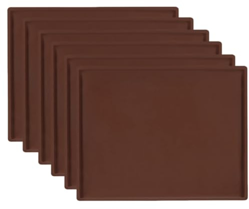 FUANA Lot de 6 feuilles de déshydratation en silicone anti-adhésif avec bord surélevé, tapis de cuisson et tapis de séchage pour Cosori, 30,5 x 25,4 cm, bleu/marron/rouge/orange pour rétroviseur