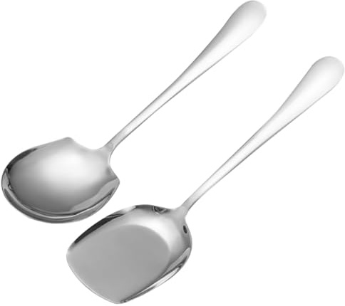 OSALADI Cuillères de Service en Acier Inoxydable Épaissies Ensemble 2 Pièces Ustensiles Cuisine Grosse Taille Couleur Inox Naturel Adaptées Cuisine Familiale et Buffet