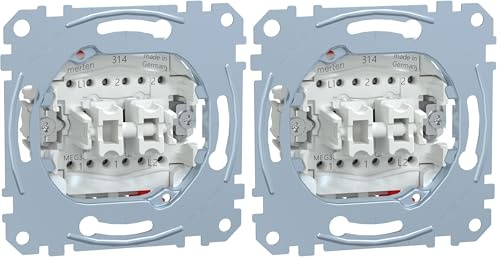 Schneider Electric Merten Doppel-Wechselschalter-Einsatz, Steckklemmen, 1-polig, 10AX, AC, 250V, IP20, Artikelnummer MEG3126-0000 (Packung mit 2)