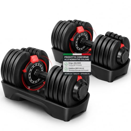 GOVITA NEW Set di Manubri Regolabili A Carico Variabile Pesi bilanciere Allenamento Corpo Home Palestra Casa Manubri Pesanti regolazione rotatoria (Set da 2 manubri da 40 kg ciascuno)