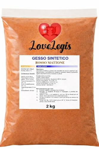 Gesso Sintetico Rosso Mattone 2kg Ultra Resistente Atossico Colabile Extraduro per Stampi, Arte, Artigianato, Decorazioni e Creazioni Creative