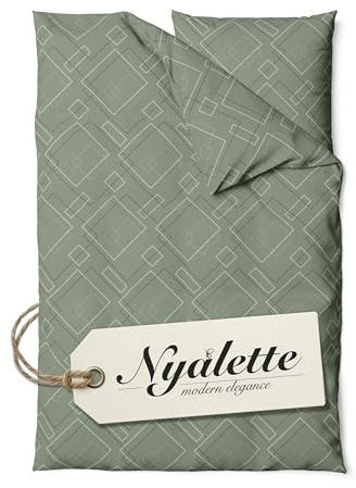 NYALETTE Bettwäsche 135x200 Baumwolle Bettwäsche-Sets Premium Grün Kariert Modern