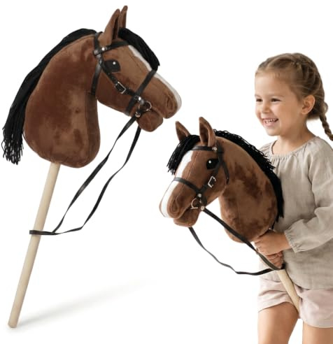 mamabrum Hobby Horse - braunes Steckenpferd für Kinder, 68 cm | Braun - 68 cm