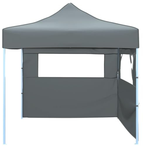 Tenda Pop-Up per Eventi 3x3m Antracite, Tendone Pieghevole per Feste con 2 Pareti Laterali, Tetto in Tessuto Oxford 600D con Rivestimento PVC Resistente all'Acqua e UV, Telaio