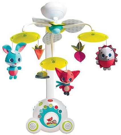 Tiny Love Soothe 'n Groove Mobile, 2-in- Musik Mobile Baby elektrisch, 0+ Monate, in ein Mobile Babybett für unterwegs verwandelbar, visuelle Stimulation, 18 Melodien, 40 Minuten Musik, Meadows Days