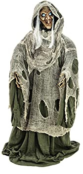 EUROPALMS Halloween Hexe, grün, 145x70x66cm | Animierte Figur mit Licht-, Sound- und Bewegungseffekten