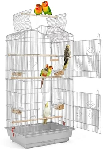 Large 40-Inch Portable Bird Flight Side Nest Doors Cage for Canary Parakeet Cockatiel Lovebird Finch Small Parrot Budgies Travel Bird Cage