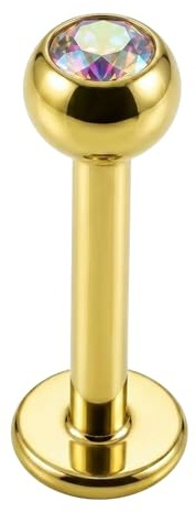 3 MM Crystal Stein Ball Mit 16 Gauge Gold Eloxiert Chirurgische Stabstahl Labret Tragus Piercing