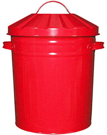 Muddy Hands 15 Litre Small Metal Bin with Lid Recycling Rubbish Waste Paper Dustbin (Red)