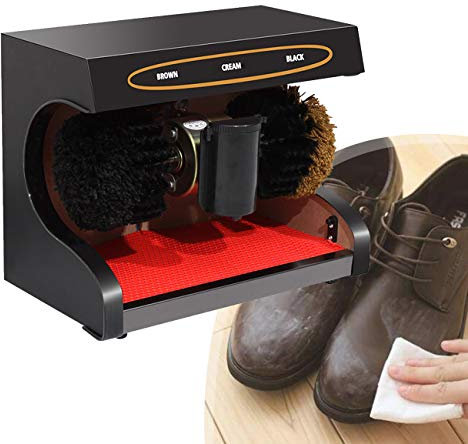 ZhiLianZhao Limpiabotas Máquina, Máquina Pulidora Eléctrica de Zapatos, Tablero de Paso De Acero Inoxidable, Adecuado para El Vestíbulo de Entrada del Hotel,Negro