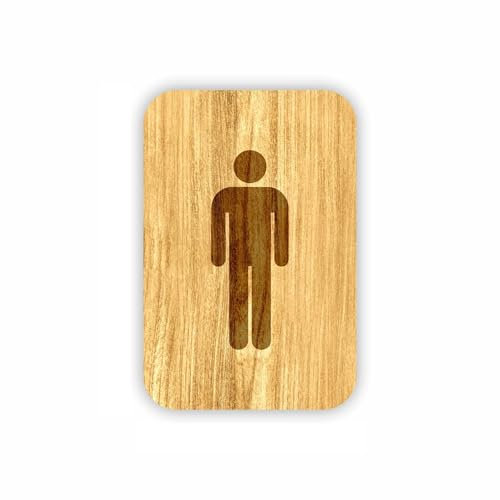 WC Schild - Herren Damen Herren Behinderung - 120 x 80 mm - Aufkleber WC Holz - Gravur Toilettenschild - Waschbecken Schild (Herren)