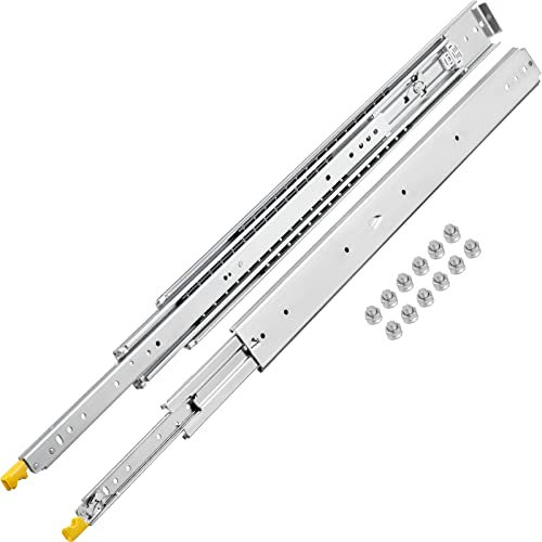 VEVOR Heavy Duty Drawer Slides 40 Inch 500 lb, 1 Pair Full Extension Side Mount Ball Bearing Rails with Dual Lock for Industrial Cabinets Tool Chests and Workbenches